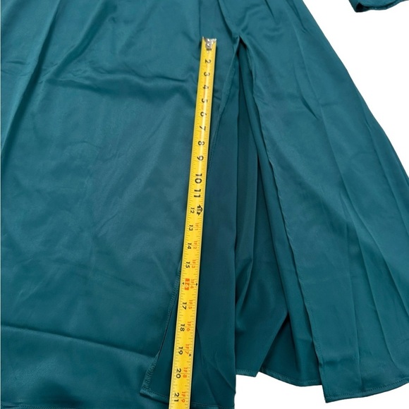 Justify Green Teal Long Sleeve Slit V-neck Maxi Dress Size M - Picture 12 of 17